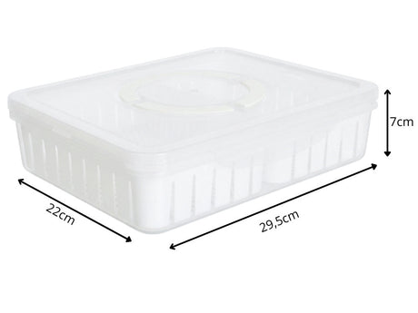 Förvaringslåda med fack och lock 29,5x22x7 cm plast transparent/vit