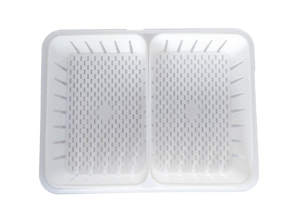 Förvaringslåda med fack och lock 29,5x22x7 cm plast transparent/vit