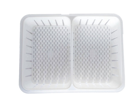Förvaringslåda med fack och lock 29,5x22x7 cm plast transparent/vit