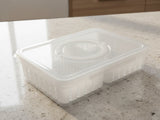 Förvaringslåda med fack och lock 29,5x22x7 cm plast transparent/vit