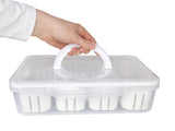 Förvaringslåda med lock 4 fack 29,5x22x7 cm plast transparent/vit