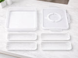 Förvaringslåda med lock 4 fack 29,5x22x7 cm plast transparent/vit
