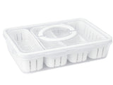 Förvaringslåda med lock 4 fack 29,5x22x7 cm plast transparent/vit