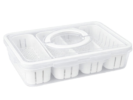 Förvaringslåda med lock 4 fack 29,5x22x7 cm plast transparent/vit