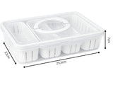 Förvaringslåda med lock 4 fack 29,5x22x7 cm plast transparent/vit