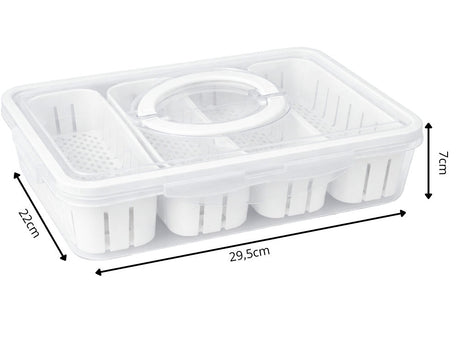 Förvaringslåda med lock 4 fack 29,5x22x7 cm plast transparent/vit