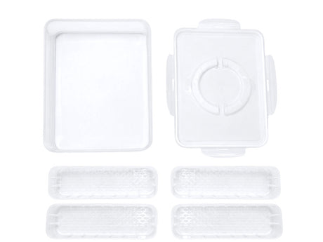 Förvaringslåda med lock 4 fack 29,5x22x7 cm plast transparent/vit