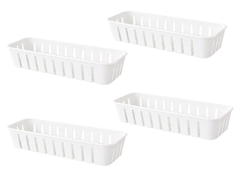Förvaringslåda med lock 4 fack 29,5x22x7 cm plast transparent/vit