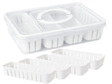 Förvaringslåda med lock 4 fack 29,5x22x7 cm plast transparent/vit