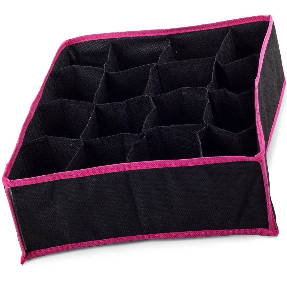 Förvaringslåda underkläder 16 fack 35x28x10 cm svart