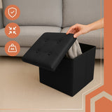 Förvaringspuff fällbar 39L PU-läder 38x38x38 cm svart