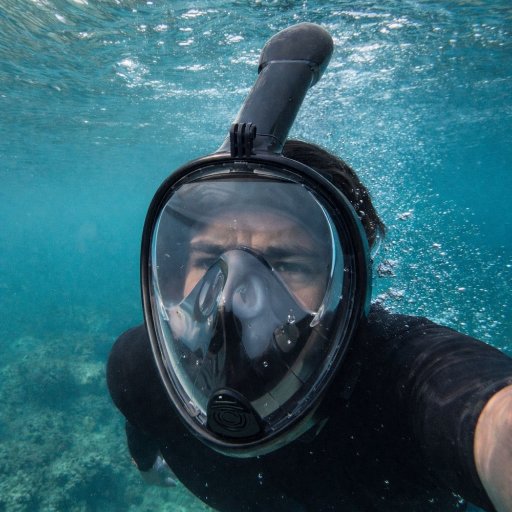 Full-face snorkelmask kit 180° panoramavy anti-dimma med snorkel & väska