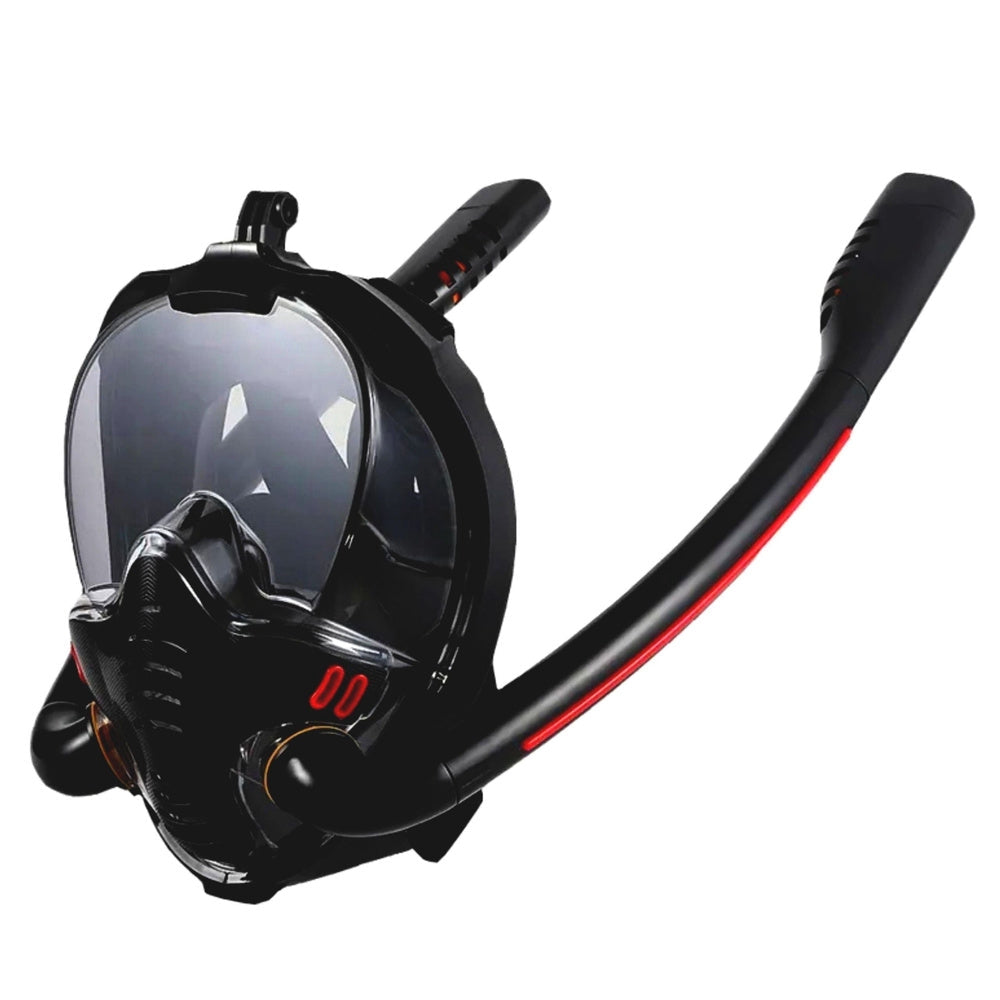Fullface snorklingsmask 180° AntiFog DryTop med hopfällbar snorkel
