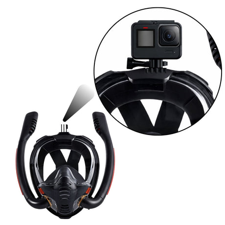 Fullface snorklingsmask 180° AntiFog DryTop med hopfällbar snorkel