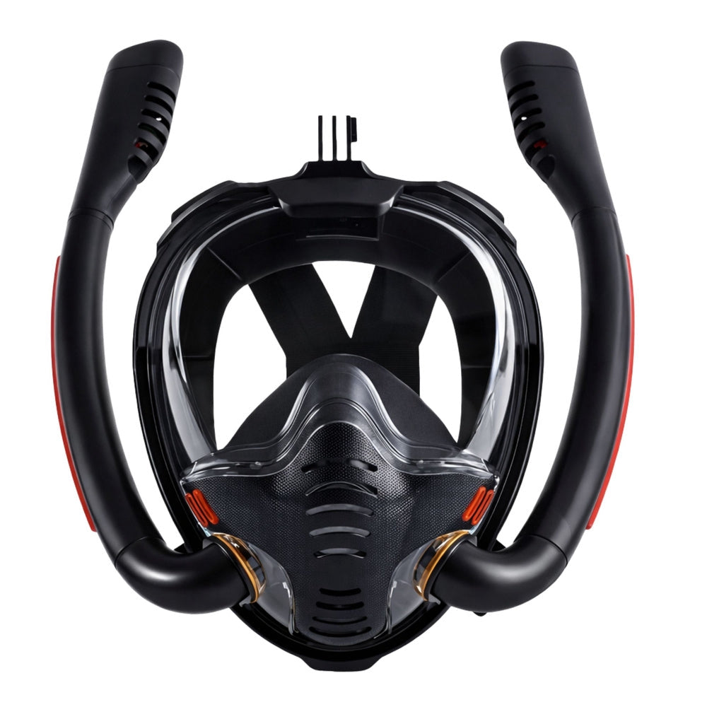 Fullface snorklingsmask 180° AntiFog DryTop med hopfällbar snorkel