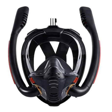 Fullface snorklingsmask 180° AntiFog DryTop med hopfällbar snorkel