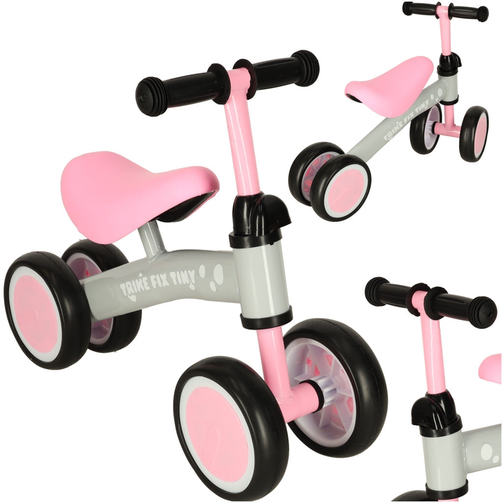Fyrhjulig löparcykel barn 2+ rosa justerbart styre max 30 kg