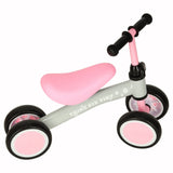 Fyrhjulig löparcykel barn 2+ rosa justerbart styre max 30 kg