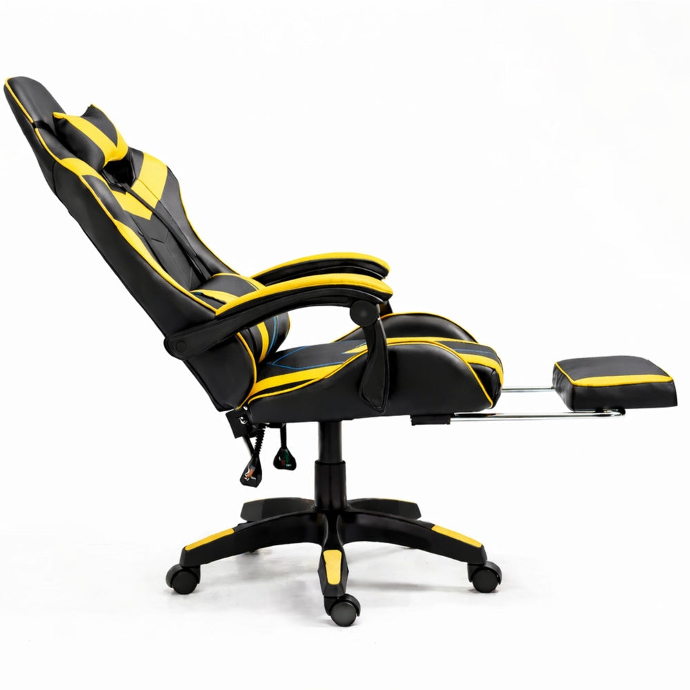 Gamingstol svivel svart/gul höjdjusterbar ryggstöd 135° 120 kg