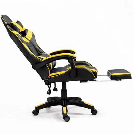 Gamingstol svivel svart/gul höjdjusterbar ryggstöd 135° 120 kg