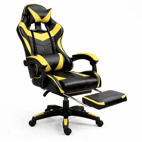 Gamingstol svivel svart/gul höjdjusterbar ryggstöd 135° 120 kg