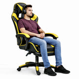 Gamingstol svivel svart/gul höjdjusterbar ryggstöd 135° 120 kg