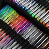 Gelpenna set 100 st + 100 refiller glitter/metallic/neon i fodral
