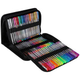 Gelpenna set 100 st + 100 refiller glitter/metallic/neon i fodral