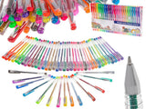 Gelpennor set 50-pack med glitter, metallic, pastell i plastlåda