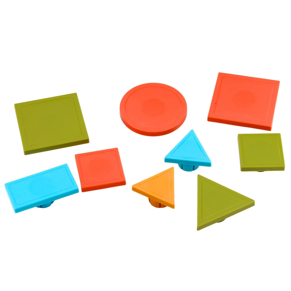 Geometriskt mosaikpussel 22 bitar med 10 bildkort, klämmor & låda