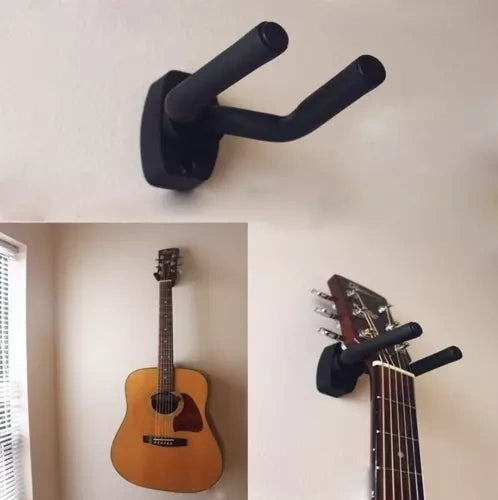 Gitarrhållare väggmontering justerbar svart, universell för gitarr/bas