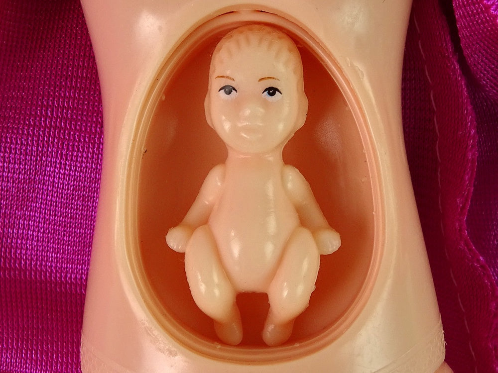 Gravid docka 30 cm med baby i magen, 3 dockor & tillbehör