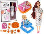Gravid docka set 30 cm med baby, pojkdocka och tillbehör