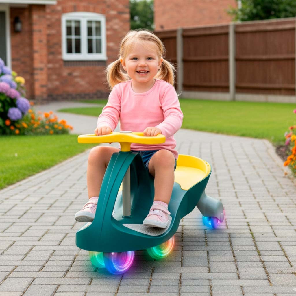 Gravity ride-on bil med LED-hjul och gummihjul, max 80 kg