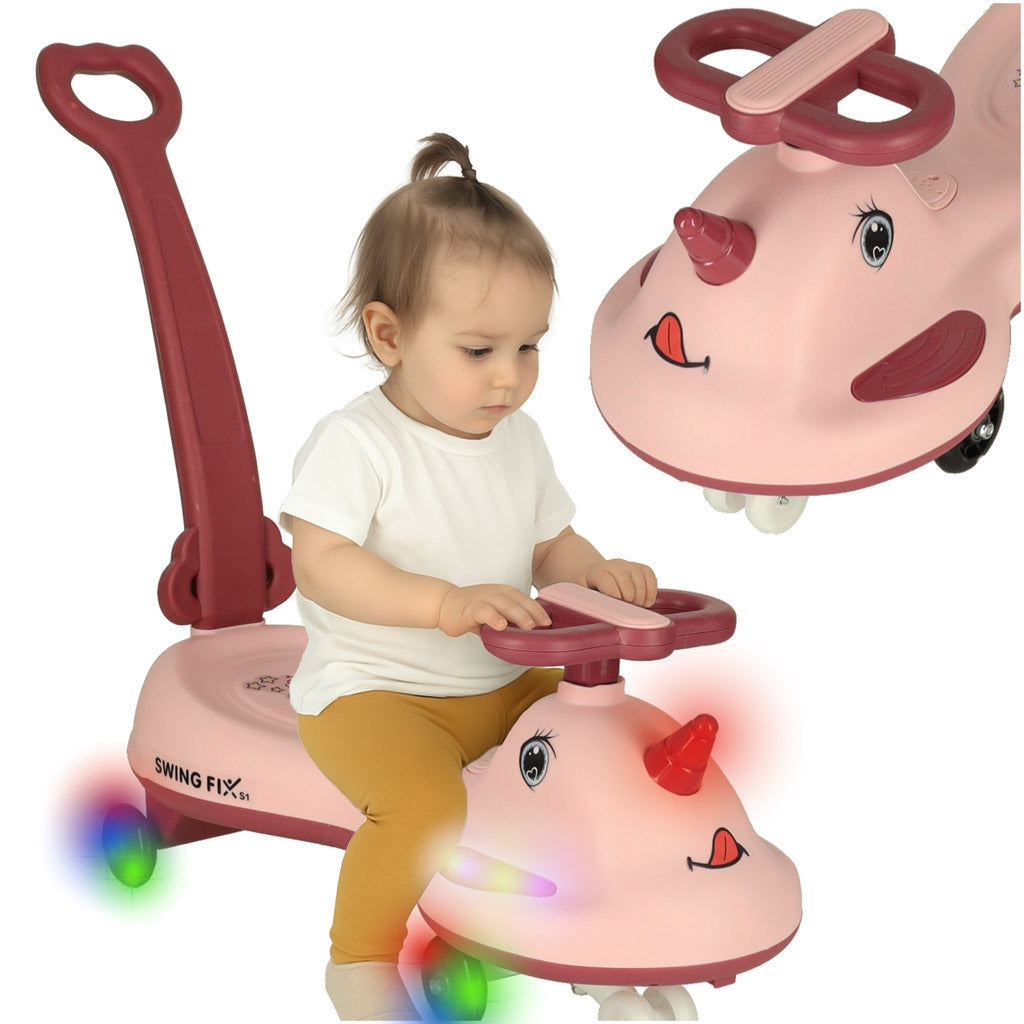 Gravity scooter med LED-hjul rosa för barn 3+ max 65 kg