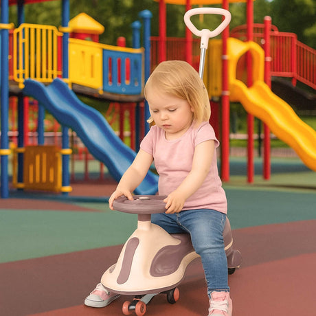 Grawitationsåkdon för barn 3-6 år med LED-hjul och skjuthandtag lila/rosa