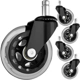Gummihjul till kontorsstol 5-pack 11 mm pinne, tysta golvskydd