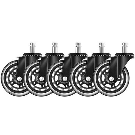 Gummihjul till kontorsstol 5-pack 11 mm pinne, tysta golvskydd