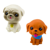 Gummihundfigurer set 6-pack med hundkoja och transportbur, ca 8 cm