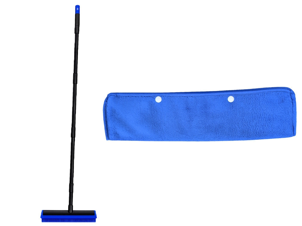 Gummiskrapa med borste 120 cm metallhandtag svart 31,5 cm