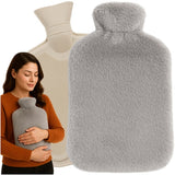 Gummivärmare 3,5 L med plyschöverdrag kaninmotiv grå/beige