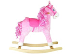 Gungande häst i plysch rosa med ljud och rörlig mun/svans 74 cm