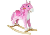 Gungande häst i plysch rosa med ljud och rörlig mun/svans 74 cm