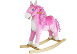 Gungande häst i plysch rosa med ljud och rörlig mun/svans 74 cm