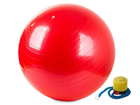 Gymnastikboll 65 cm röd PVC med pump för träning och rehab