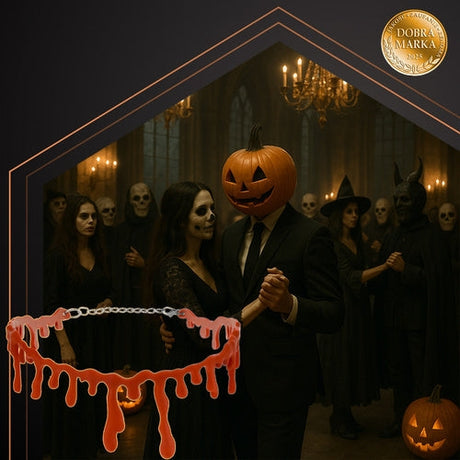 Halloween choker halsband röd blodmotiv, justerbar 30-35 cm