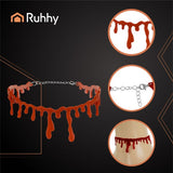 Halloween choker halsband röd blodmotiv, justerbar 30-35 cm