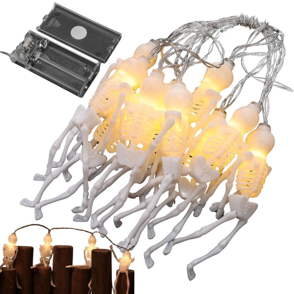 Halloween ljusslinga 2 m med 10 skelett LED varmvit batteridriven