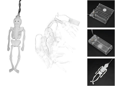 Halloween ljusslinga 2 m med 10 skelett LED varmvit batteridriven