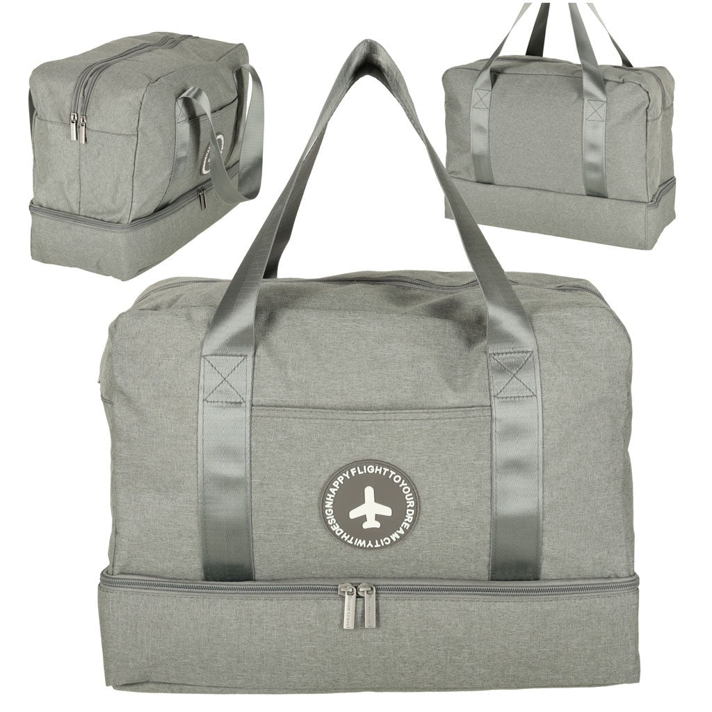 Handbagageväska grå 30x39x18 cm polyester, 5 fack med vattentätt fack